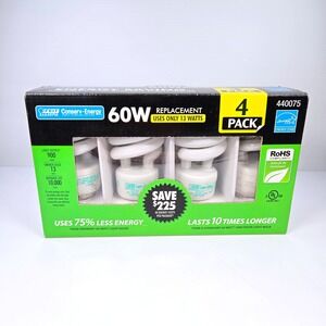 Feit Electric 60W Replacement CFL Light Bulbs 13W Soft White 4 Pack 440075